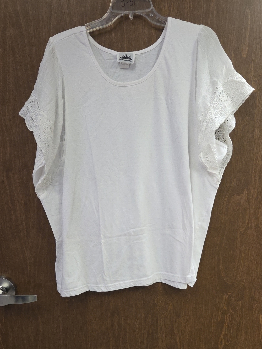 White Lace Flutter Sleeve Tee - Women's Short Sleeve Top